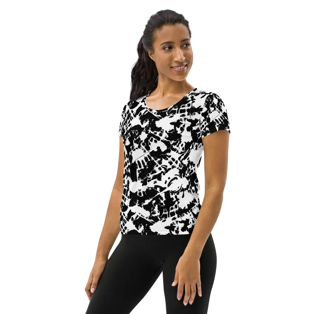 Noir Shatter on Women's Athletic T-Shirt — Left