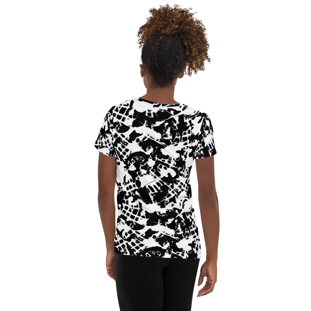 Noir Shatter on Women's Athletic T-Shirt — Back