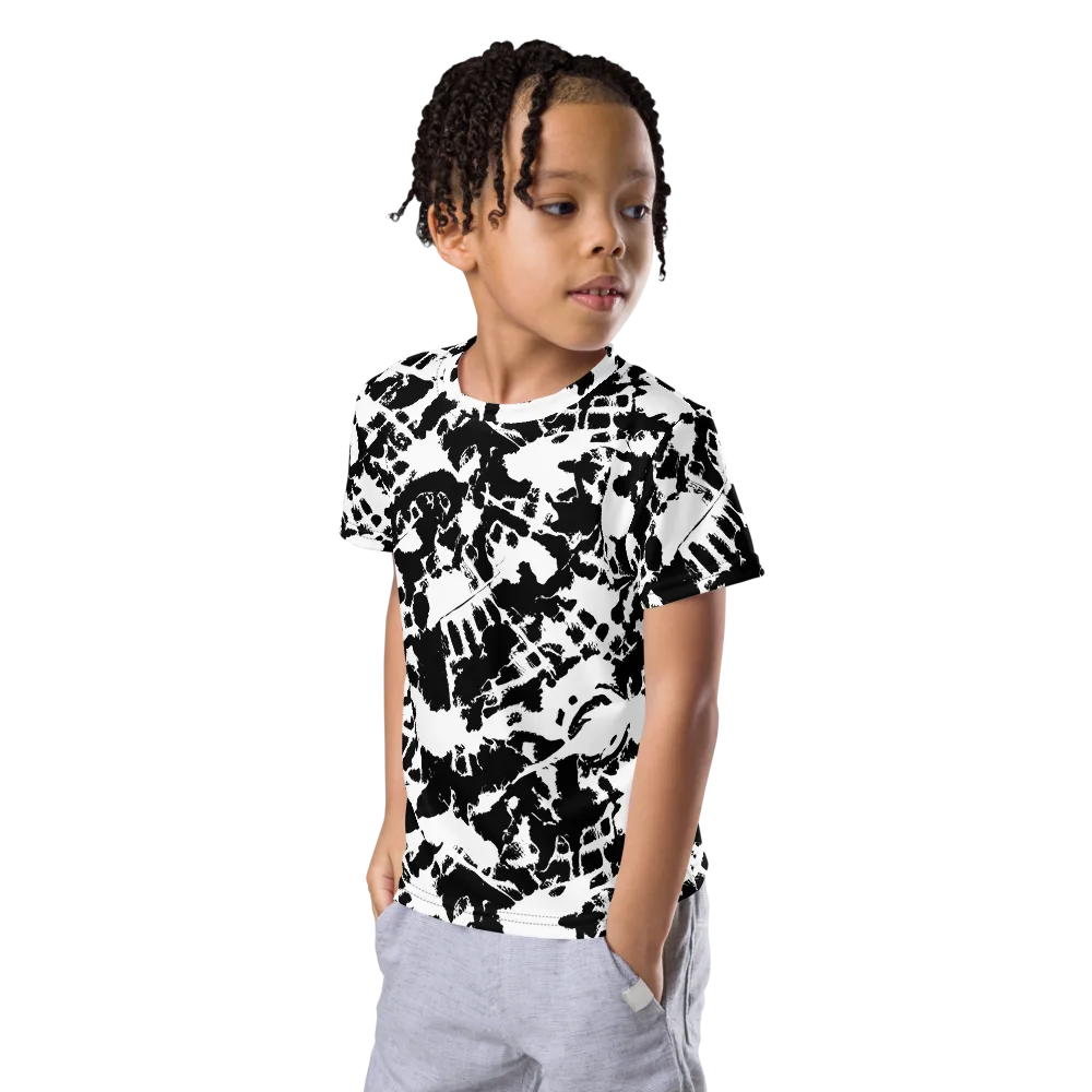 Noir Shatter on Kids Crew Neck T-Shirt — Left Front