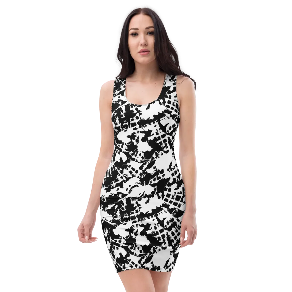 Noir Shatter on Bodycon Dress — Front