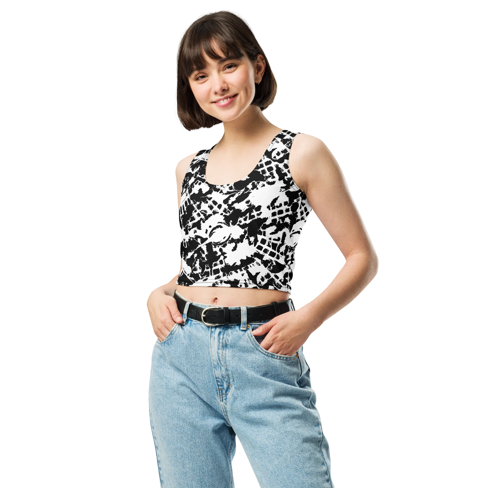 Noir Shatter on Crop Top — Front