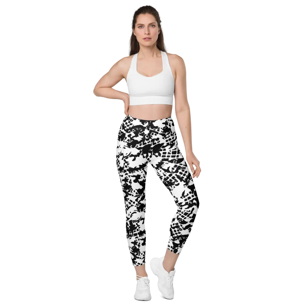 Noir Shatter on Leggings with Pockets — Front