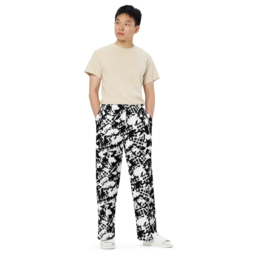 Noir Shatter on Wide-Leg Pants — Front