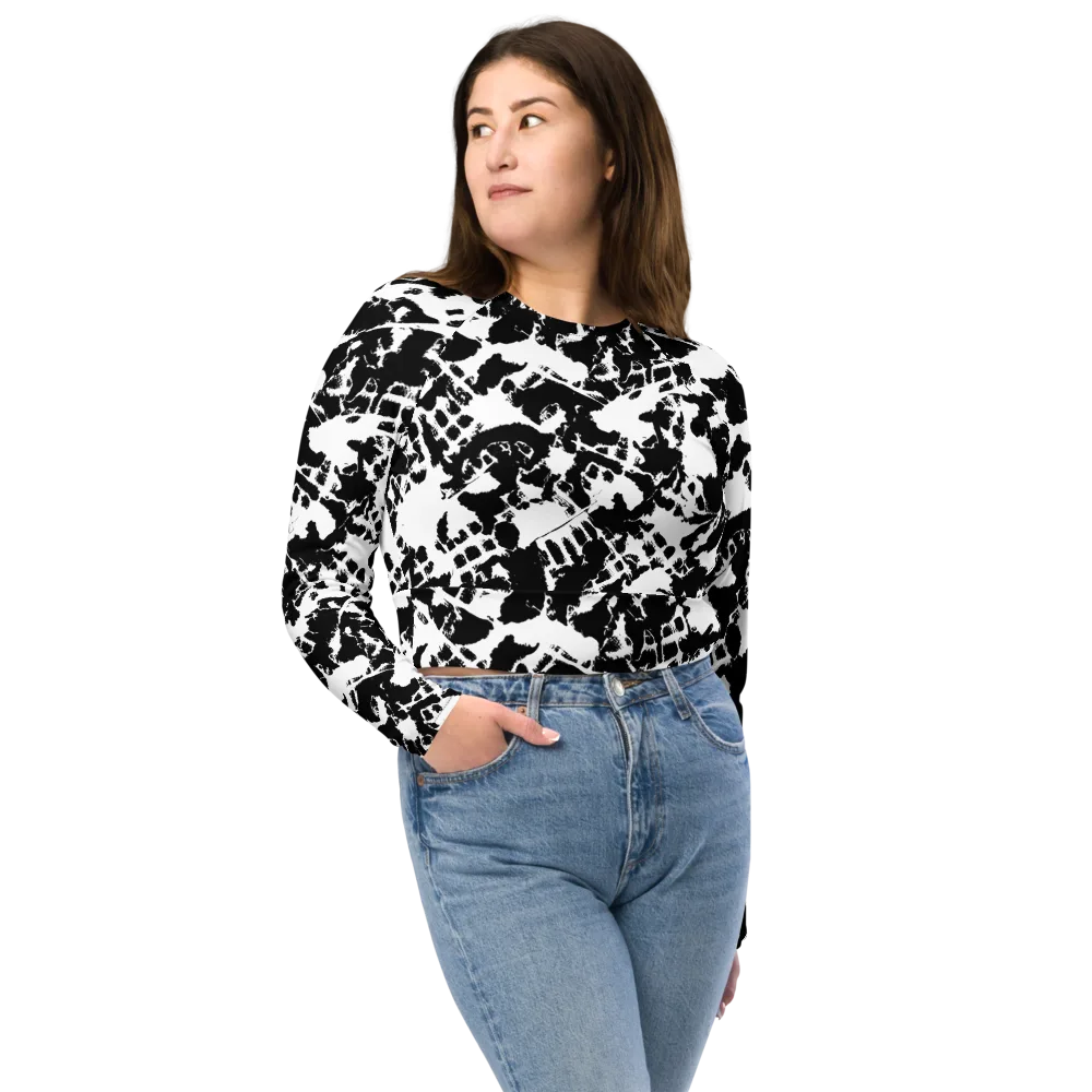Noir Shatter on Long Sleeve Crop Top — Front