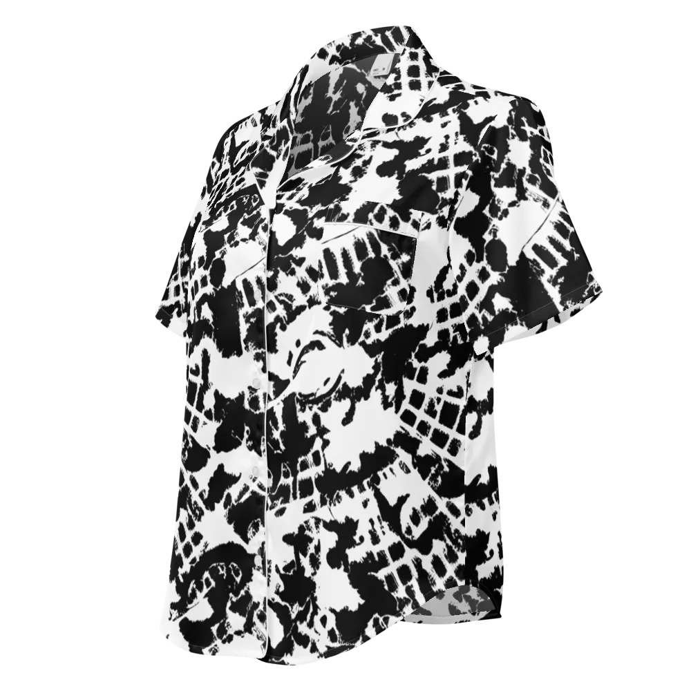 Noir Shatter on Women's Short Sleeve Pajama Top — Left Front