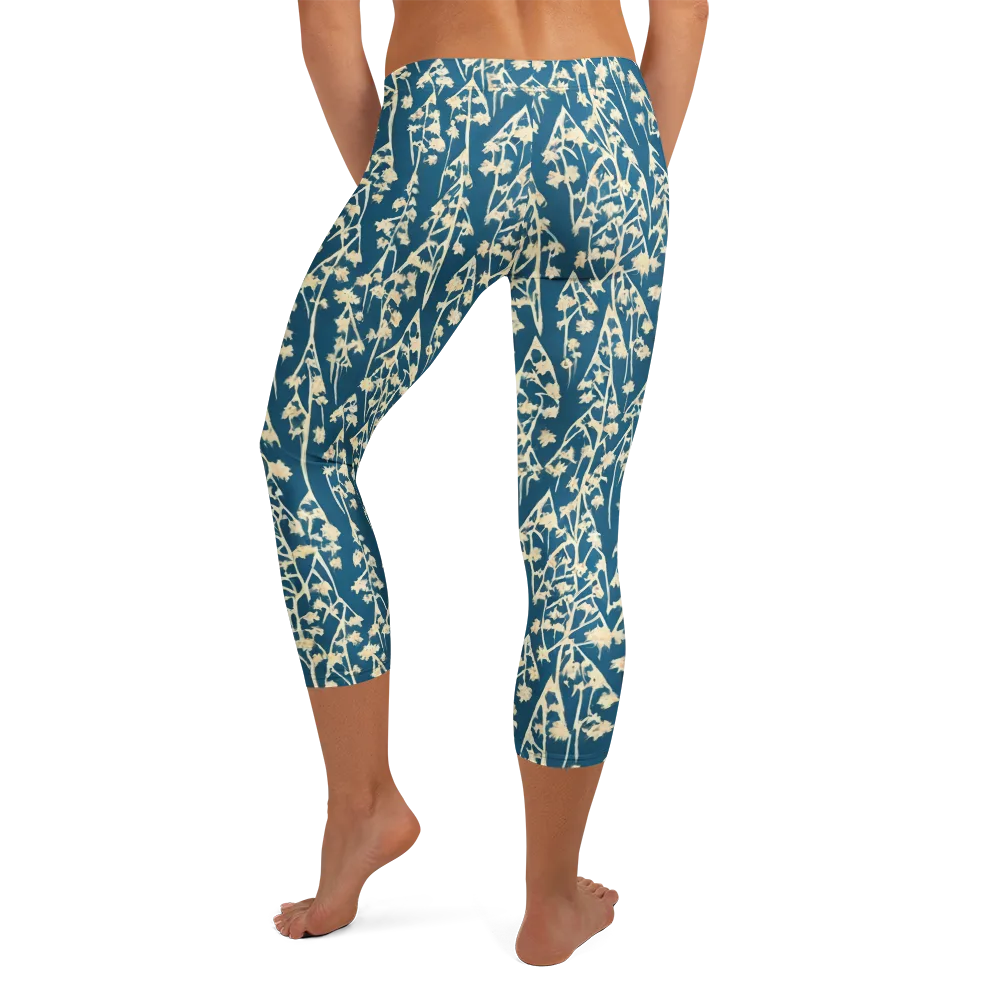 Teal Meadow on Capri Leggings — Back