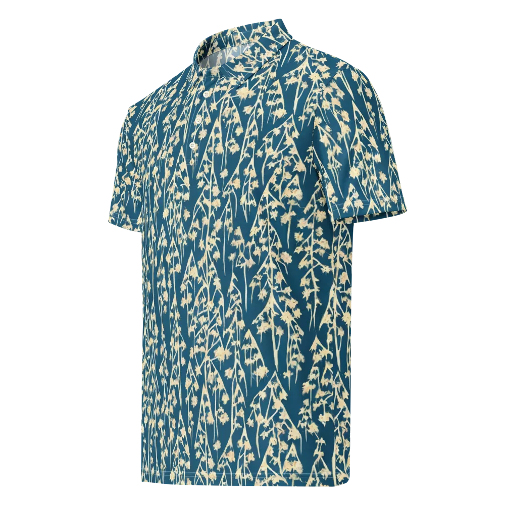 Teal Meadow on Men's Slim Fit Polo Shirt — Left Front