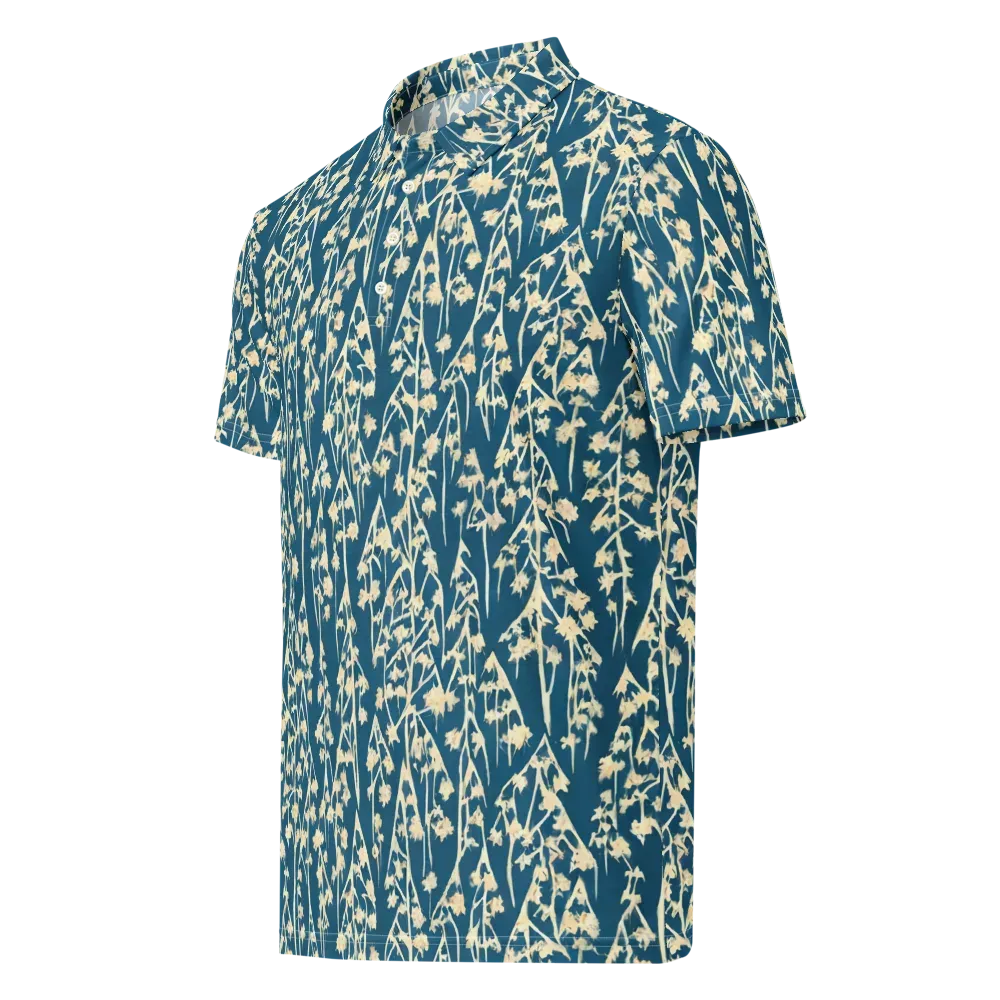 Teal Meadow on Men's Slim Fit Polo Shirt — Left Front