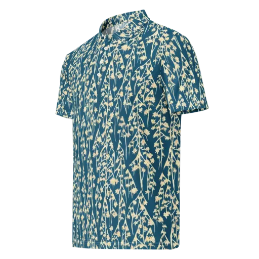 Teal Meadow on a Men's Slim Fit Polo Shirt