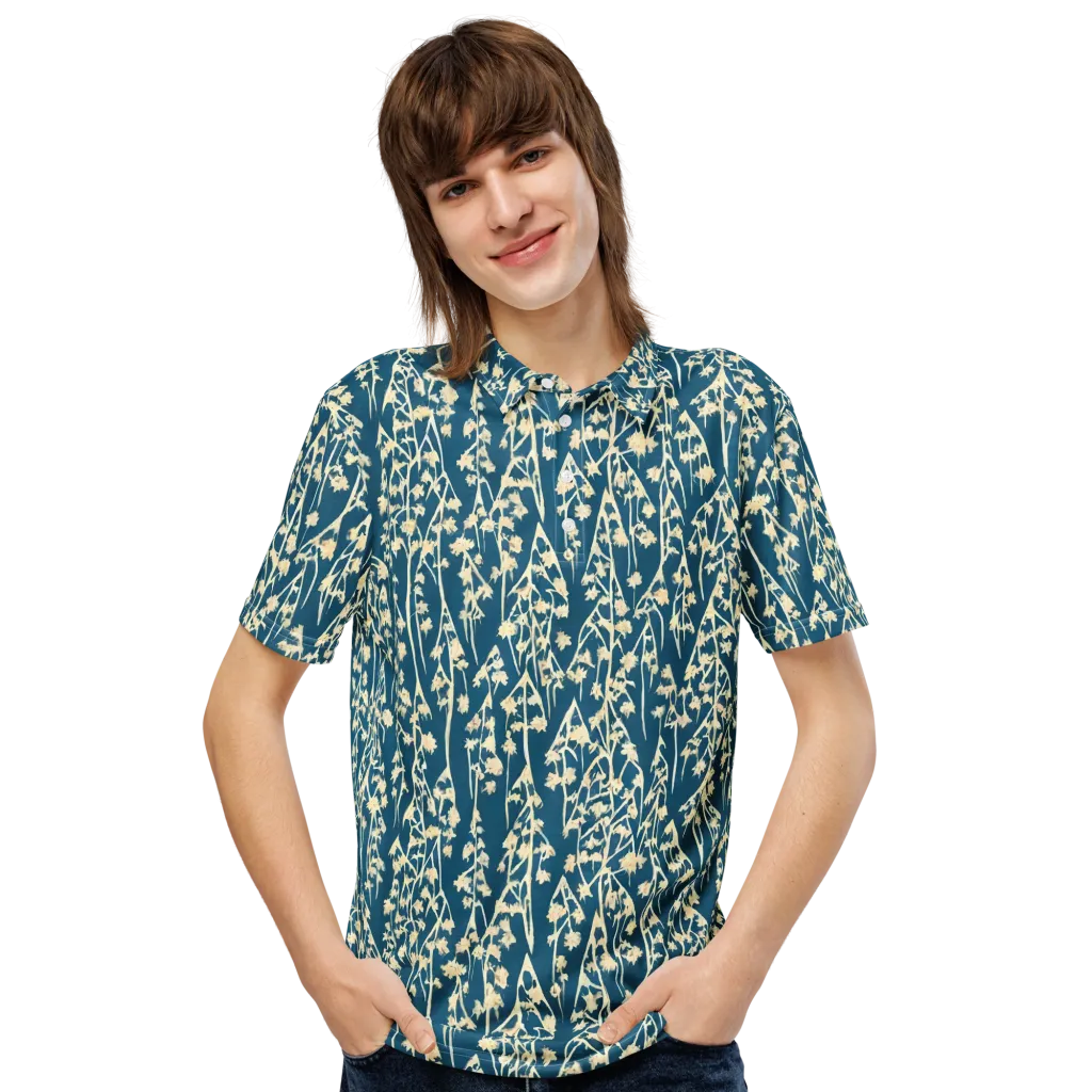 Teal Meadow on Men's Slim Fit Polo Shirt — Front