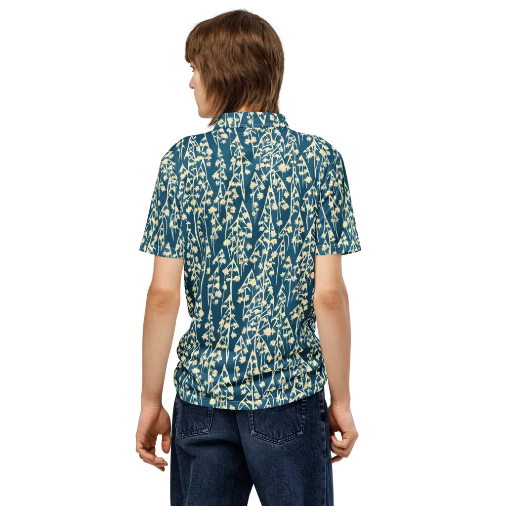 Teal Meadow on Men's Slim Fit Polo Shirt — Back