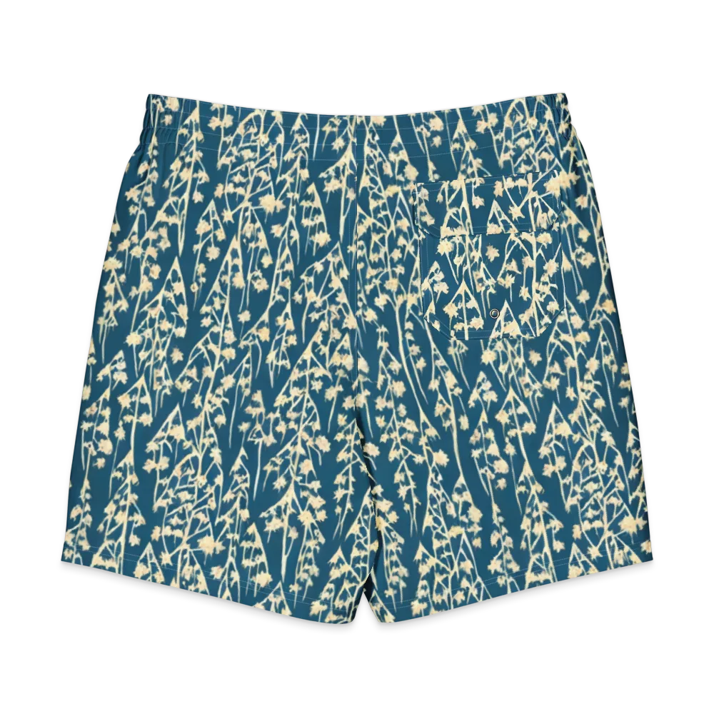 Teal Meadow on Men's Board Shorts — Back