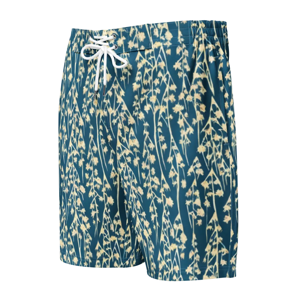 Teal Meadow on Men's Board Shorts — Front