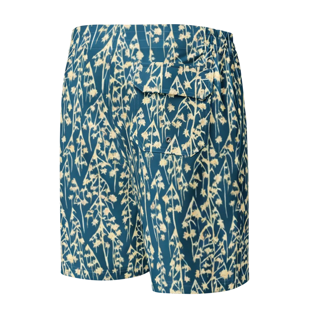 Teal Meadow on Men's Board Shorts — Back