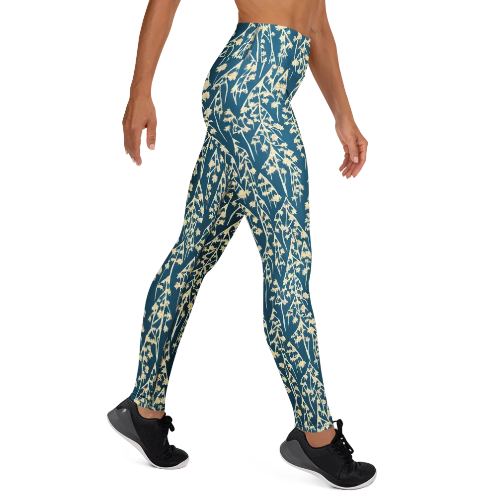 Teal Meadow on Yoga Leggings — Right