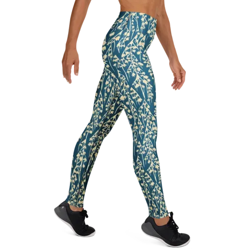 Teal Meadow on a Yoga Leggings