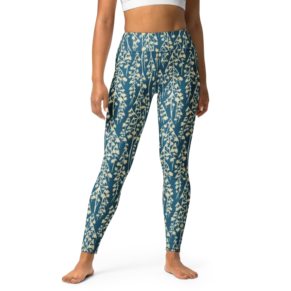 Teal Meadow on Yoga Leggings — Front