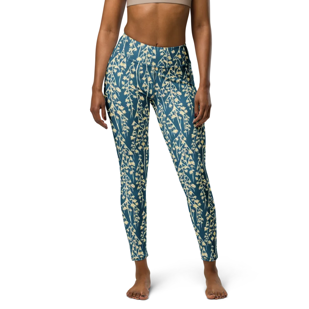 Teal Meadow on Yoga Leggings — Front