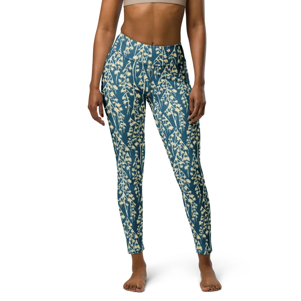 Teal Meadow on Yoga Leggings — Front