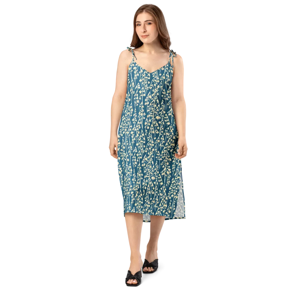 Teal Meadow on Slip Dress — Front