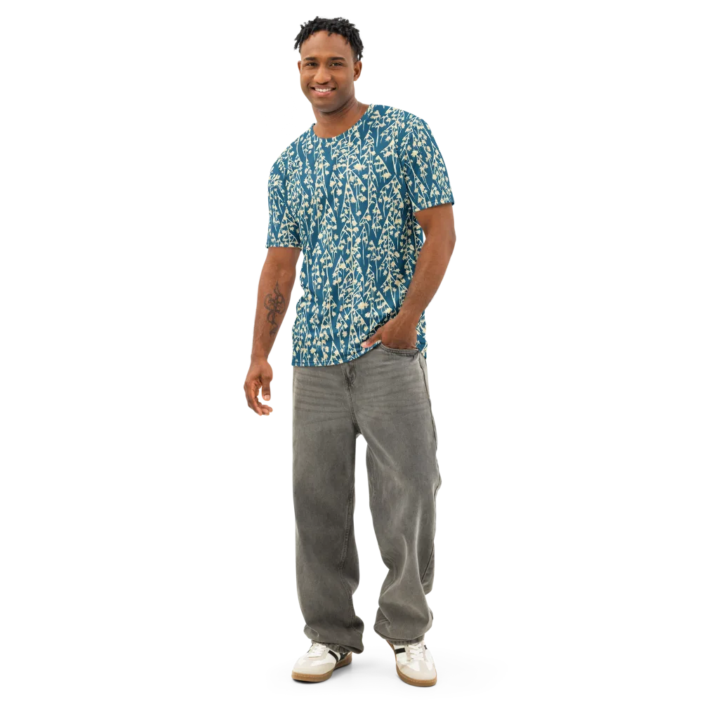 Teal Meadow on Men's Cotton Crew Neck T-Shirt — Front