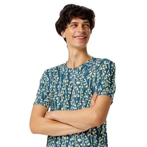 Teal Meadow on a Men's Crew Neck T-Shirt