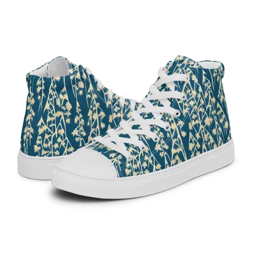 Teal Meadow on a Men's High Top Canvas Shoes