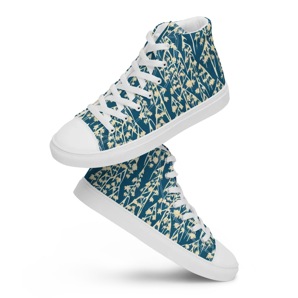 Teal Meadow on Men's High Top Canvas Shoes — Front