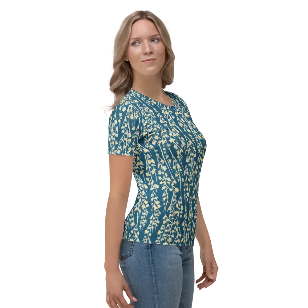 Teal Meadow on Women's Crew Neck T-Shirt — Right