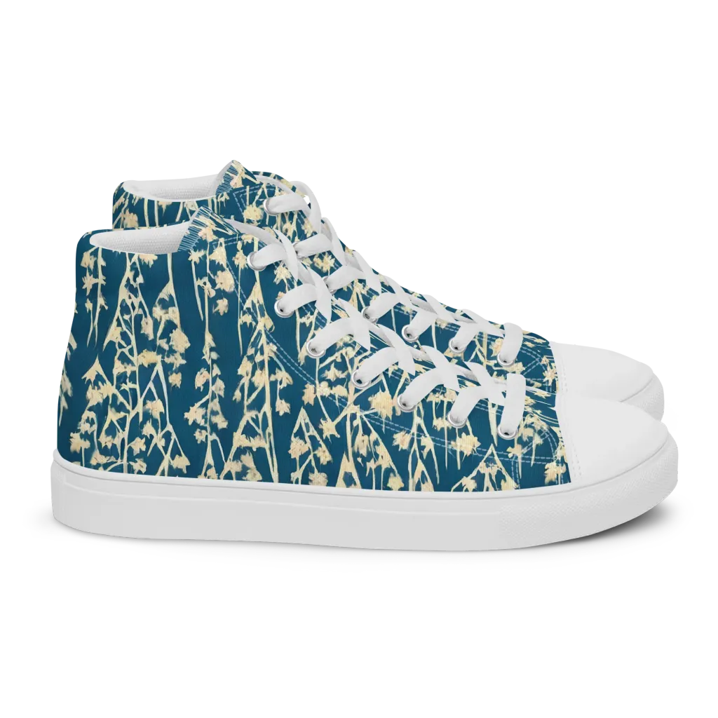 Teal Meadow on Women's High Top Canvas Shoes — Right