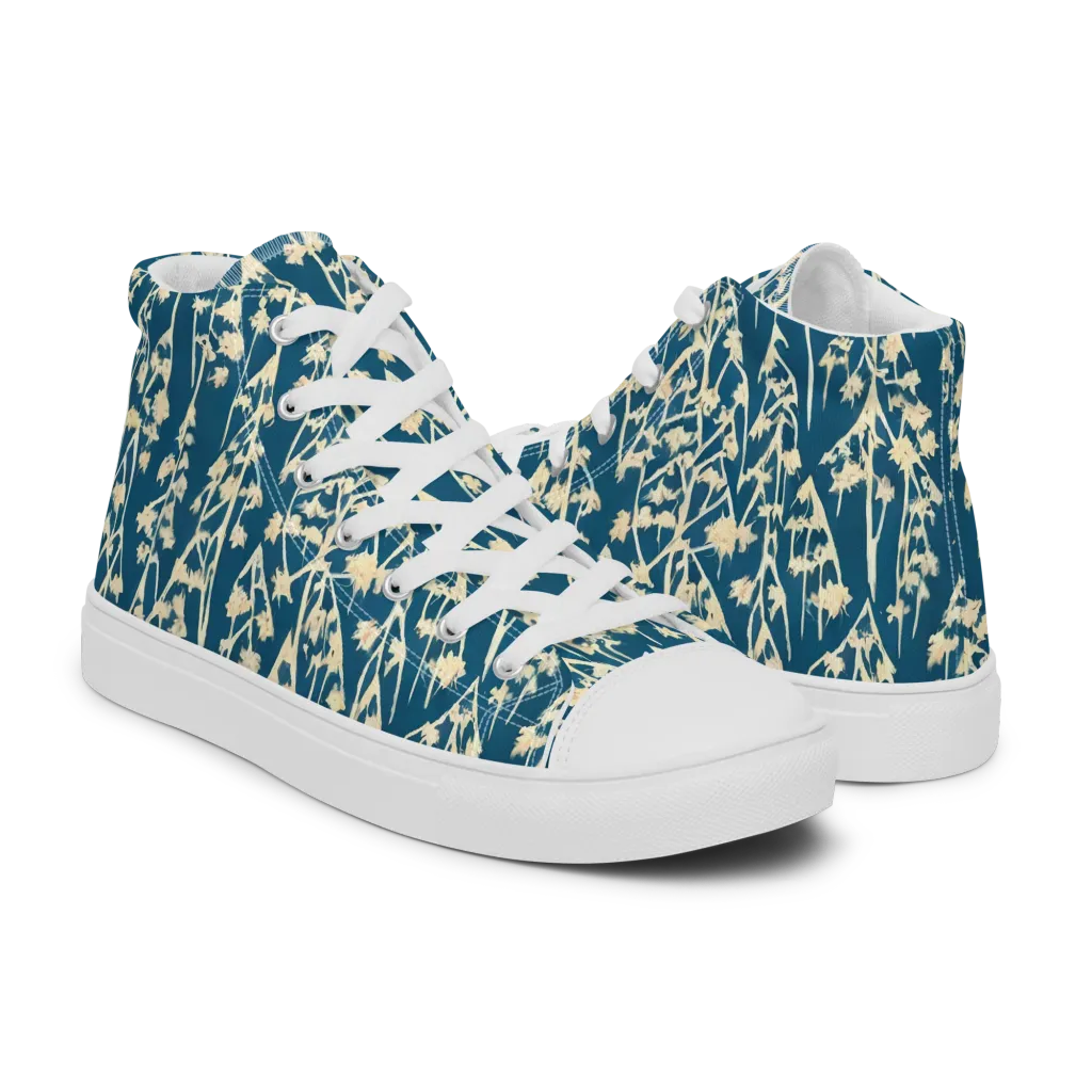 Teal Meadow on Women's High Top Canvas Shoes — Right