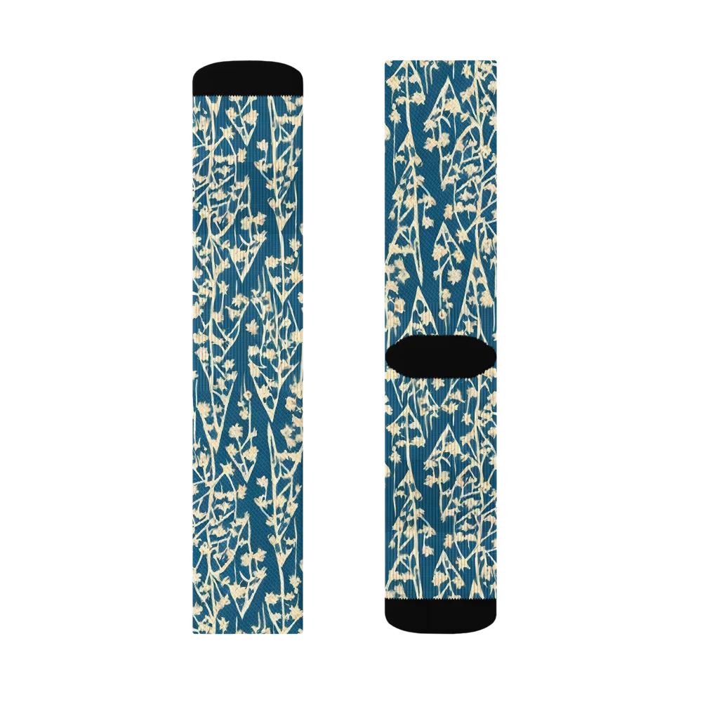 Teal Meadow on Socks — Left Sock