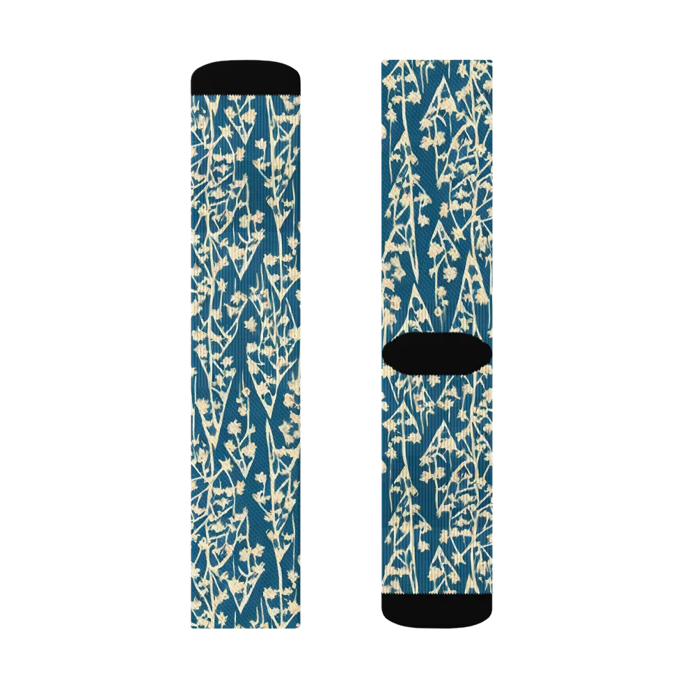 Teal Meadow on Socks — Right Sock