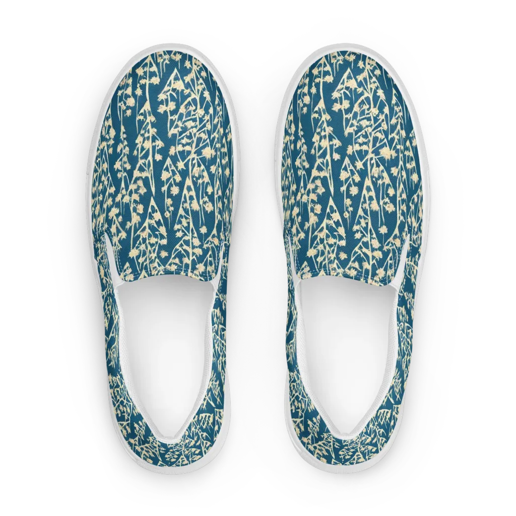 Teal Meadow on Women's Slip-On Canvas Shoes — Front