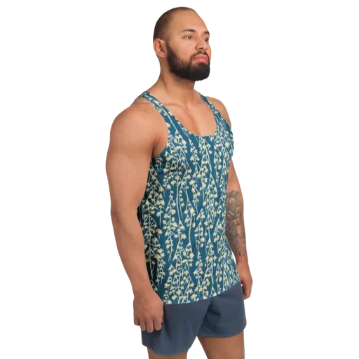 Teal Meadow on a Men's Tank Top