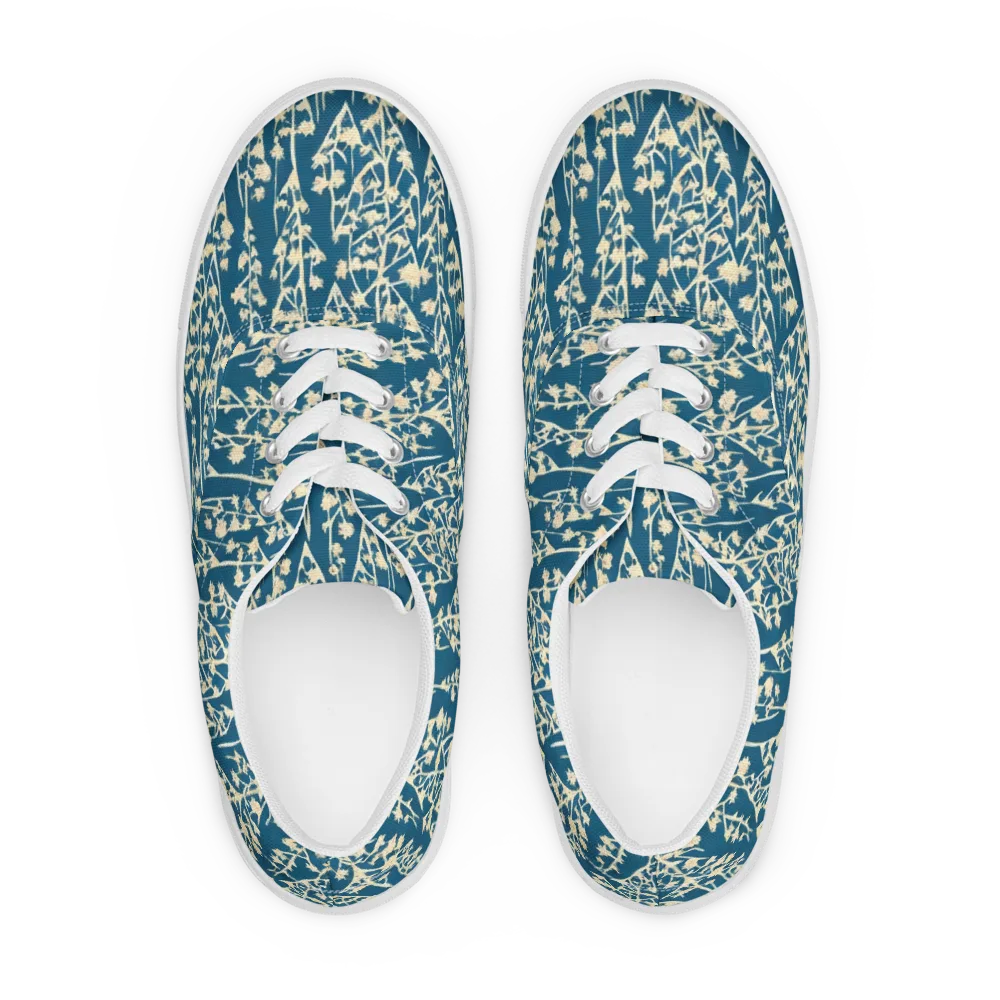Teal Meadow on Men's Lace-Up Canvas Shoes — Front