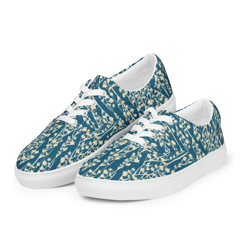 Teal Meadow on Men's Lace-Up Canvas Shoes — Left Front