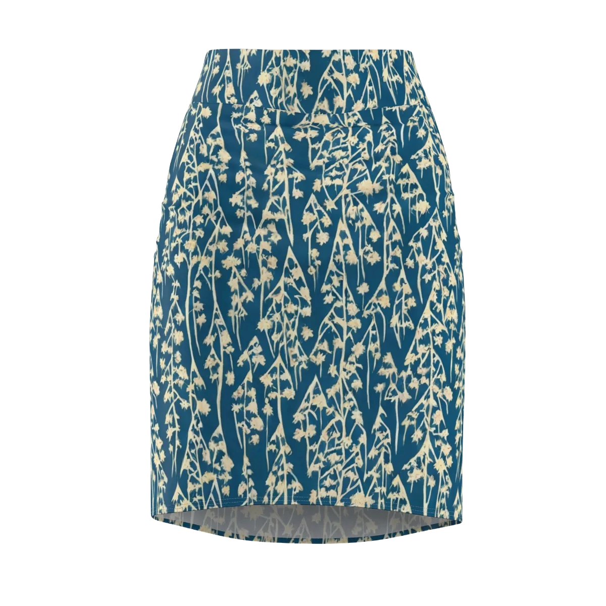 Teal Meadow on Pencil Skirt — Front