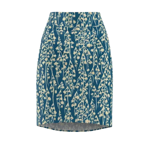 Teal Meadow on a Pencil Skirt