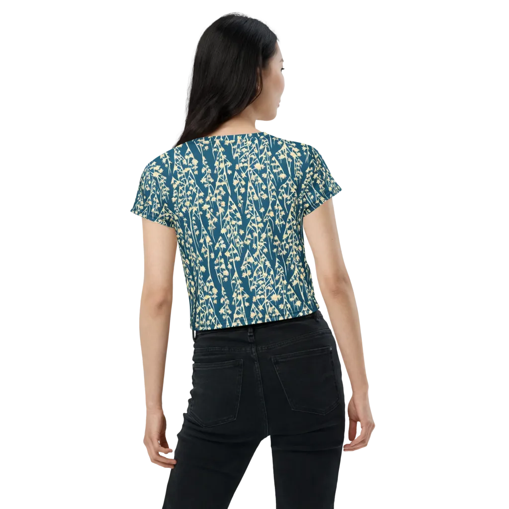 Teal Meadow on Crop Tee — Back