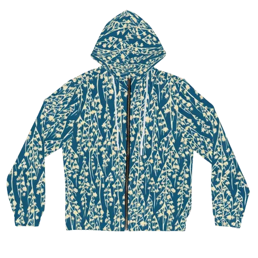 Teal Meadow on a Women's Full-Zip Hoodie