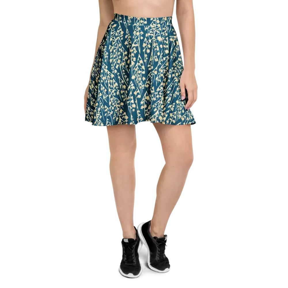 Teal Meadow on Skater Skirt — Front