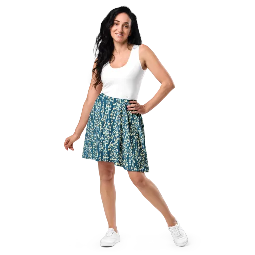 Teal Meadow on a Skater Skirt