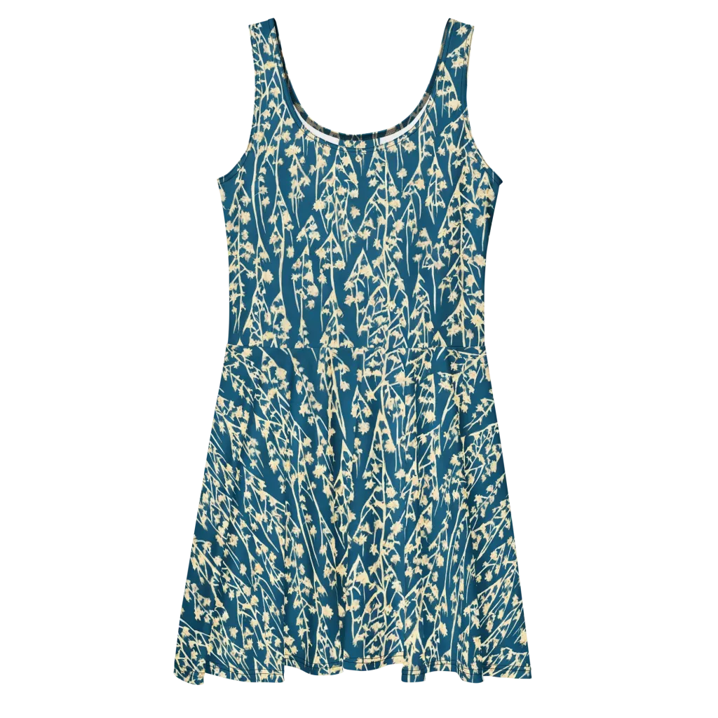 Teal Meadow on Skater Dress — Front