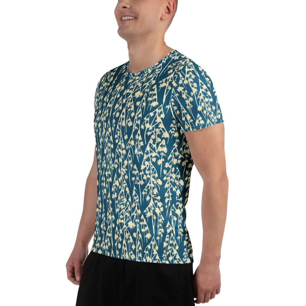 Teal Meadow on Men's Athletic T-Shirt — Left