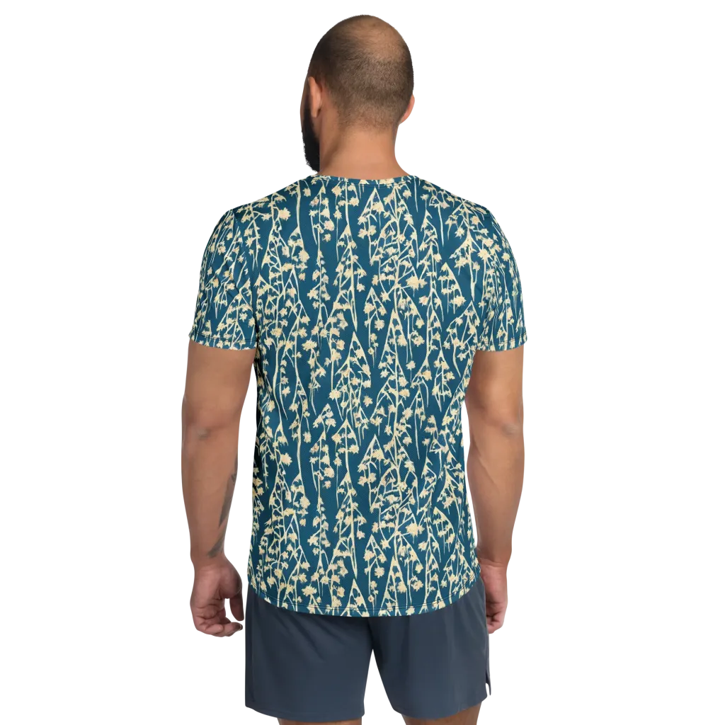 Teal Meadow on Men's Athletic T-Shirt — Back