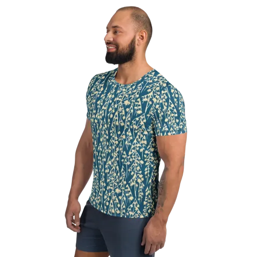 Teal Meadow on a Men's Athletic T-Shirt