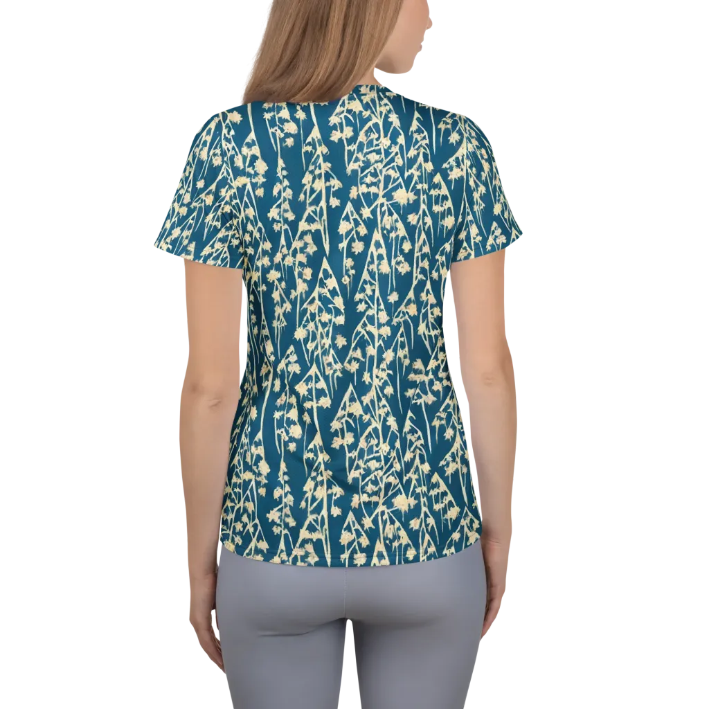 Teal Meadow on Women's Athletic T-Shirt — Back