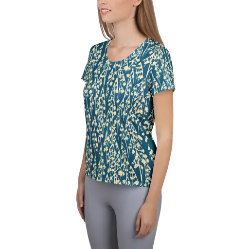 Teal Meadow on a Women's Athletic T-Shirt