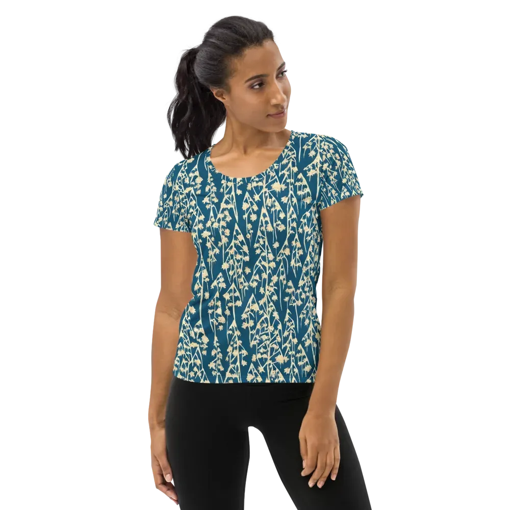 Teal Meadow on Women's Athletic T-Shirt — Front